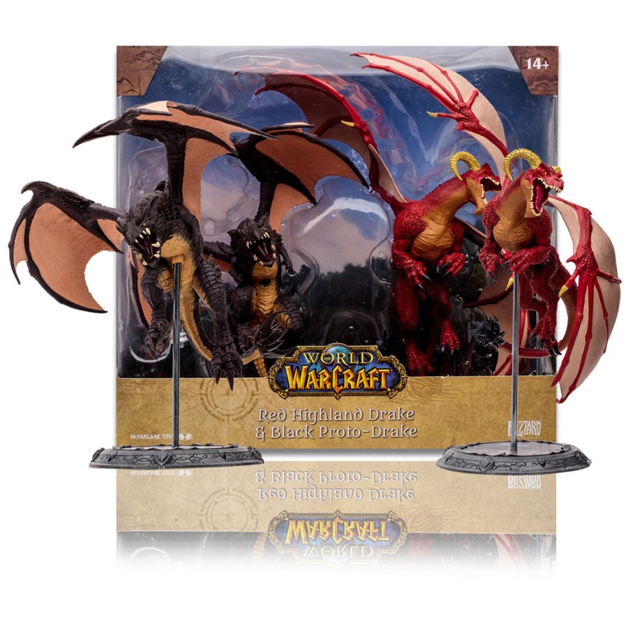 Gaming World of Warcraft | Red Highland Drake And Black Proto-Drake (World Of Warcraft) 2-Pack