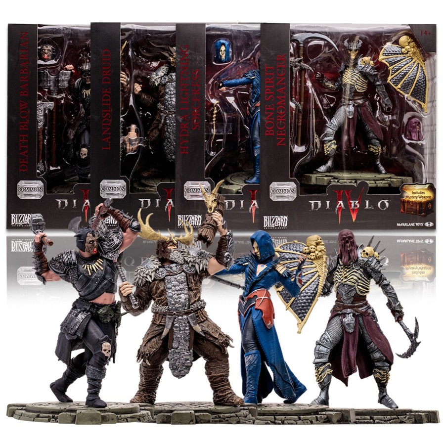 Gaming Diablo IV | Death Blow Barbarian/Landslide Druid/Hydra Lightning Sorceress/Bone Spirit Necromancer: Common (Diablo Iv) Bundle (4) 1:12 Figures