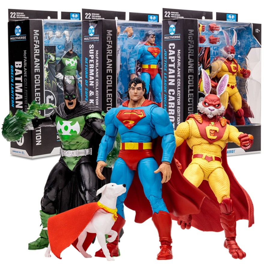 Dc Multiverse DC Multiverse | Captain Carrot (Justice League Incarnate)/Superman & Krypto (Return Of Superman)/Batman As Green Lantern Mcfarlane Collector Edition Bundle (3) 7" Figures