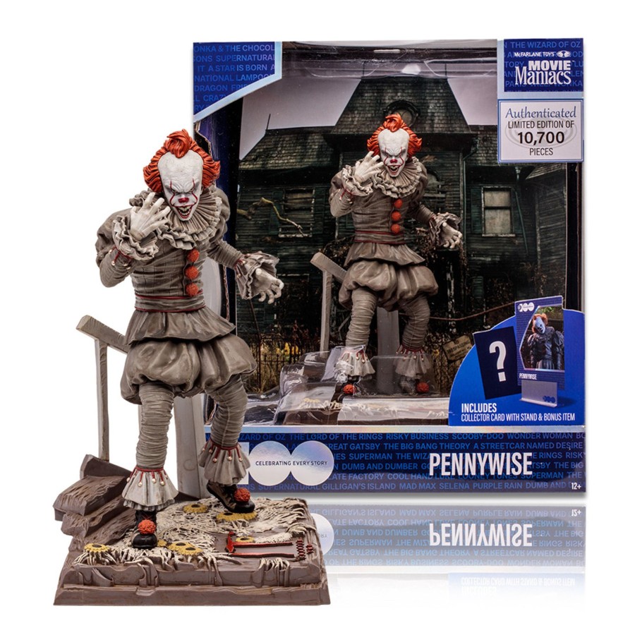 Movies & Tv Movie Maniacs: WB 100 Wb 100 | Pennywise From It (Wb 100: Movie Maniacs) 6" Posed Figure