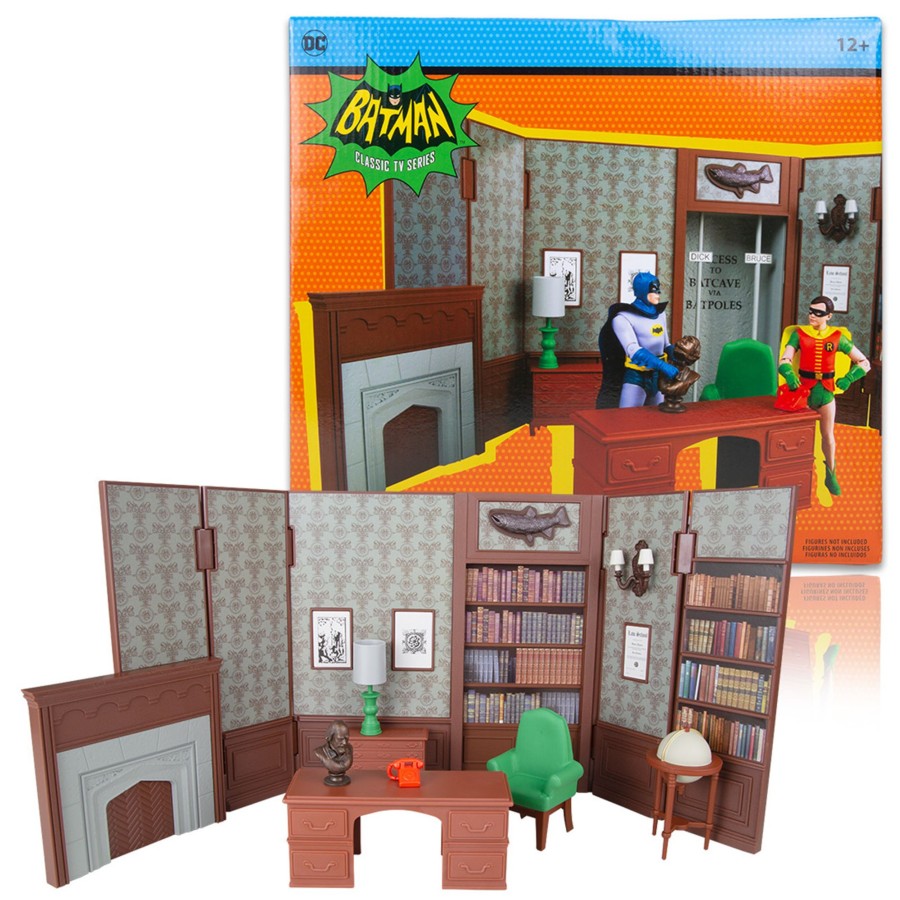 Movies & Tv Batman Classic TV Series | Wayne Manor Library/Villians Lair (Dc Retro: Batman 66) Bundle Playsets (2)