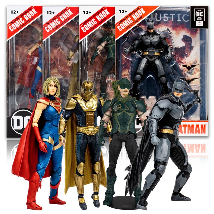 Comics Page Punchers | Injustice 2 Dc Page Punchers Bundle (4) 7" Figures W/Comics - Green Arrow/ Batman/ Supergirl/ Dr Fate