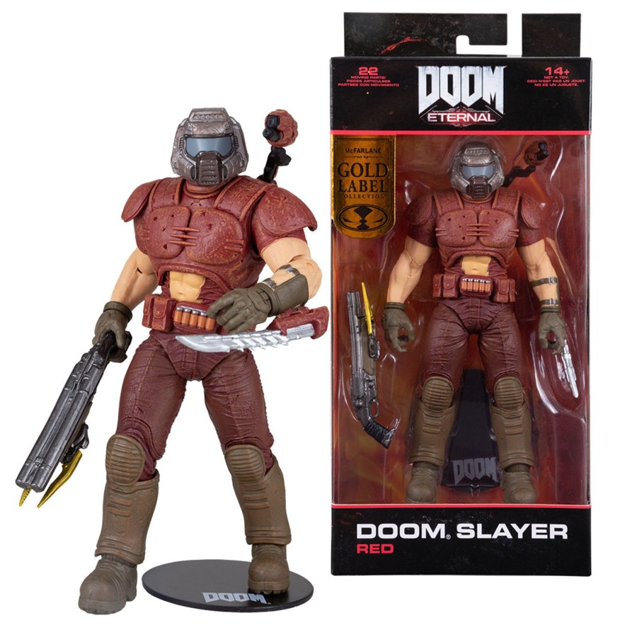 Gaming Doom | Doom Slayer Classic Marine W/Red Skin (Doom) 7" Gold Label Figure Mcfarlane Toys Store Exclusive