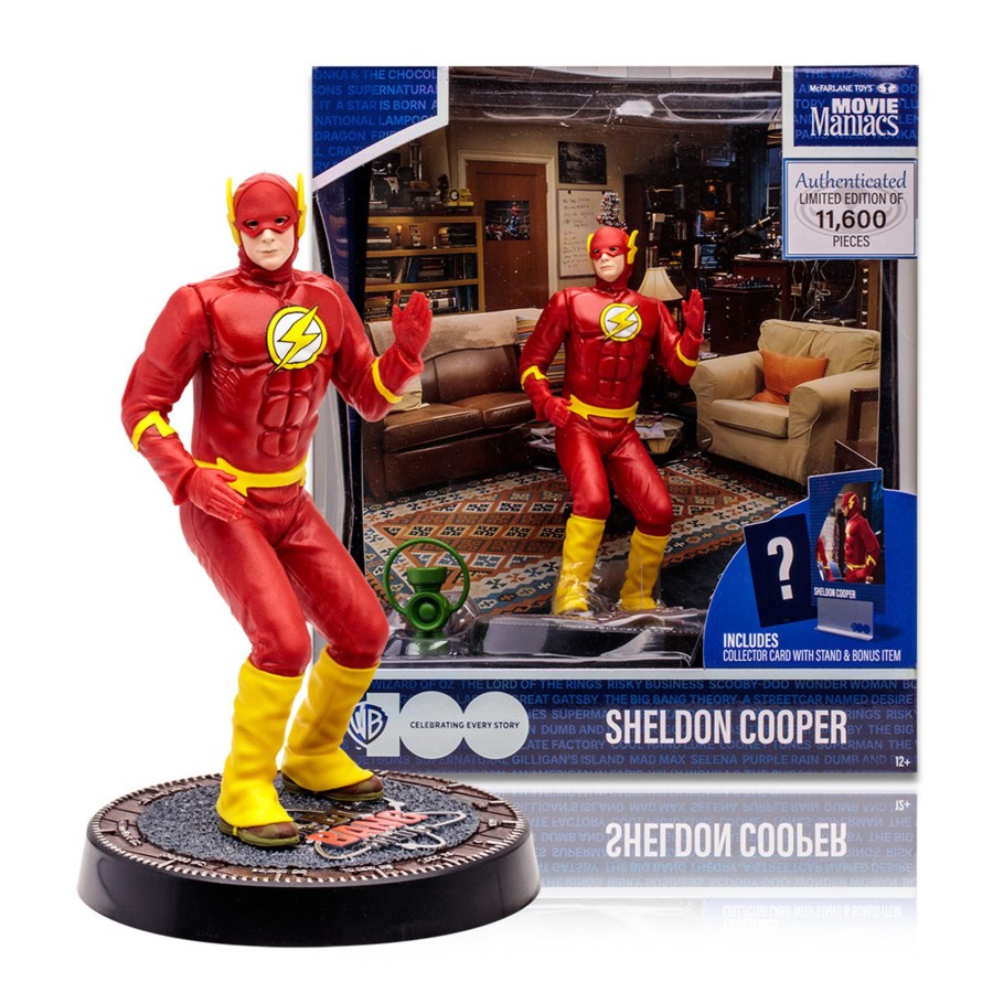 Movies & Tv Movie Maniacs: WB 100 Wb 100 | Sheldon Cooper As Flash From The Big Bang Theory (Wb 100: Movie Maniacs) 6" Posed Figure